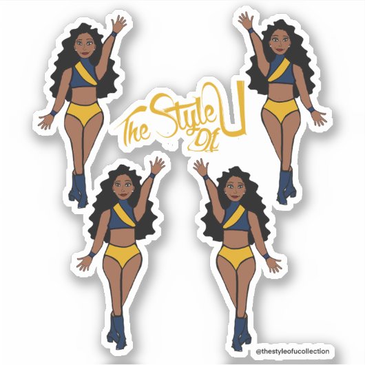 Majorette / Dancer Stickers Navy & Geel (Voorkant)