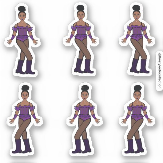 Majorette/Dancer Stickers Paarse Stenen (Voorkant)
