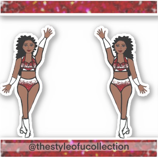 Majorette / Dancer Stickers Red Sparkle (Voorkant)