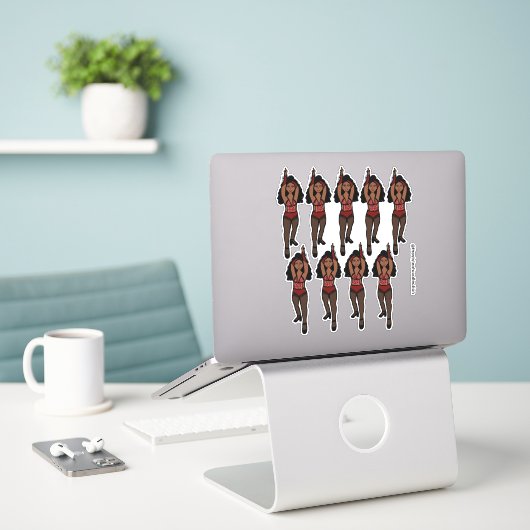 Majorette / Dancer Stickers Rood / Zwart Fringe 1 (Laptop op bureau)