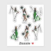Majorette / Danser / Cheer / Vlag Groen Sticker (Vel)