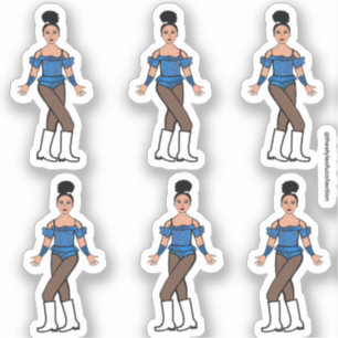 Majorette/ Danser Stickers Blauwe Stenen B