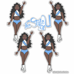 Majorette / Danser Stickers Wit & Lichtblauw