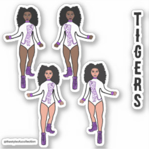 Majorette / Danser Stickers Witte Paarse Tijger 2
