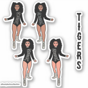 Majorette / Danser Stickers Zwart Zilveren Tijger 