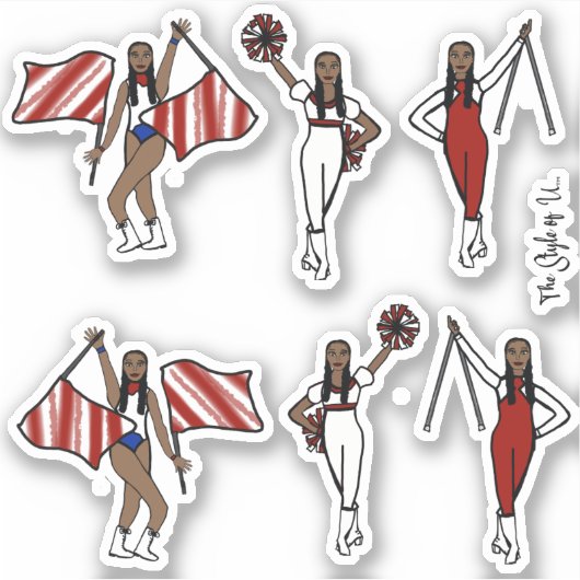 Majorette / Danseuse / Cheval / Stickers Drapeau R (Devant)