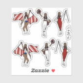 Majorette / Danseuse / Cheval / Stickers Drapeau R (Feuille)
