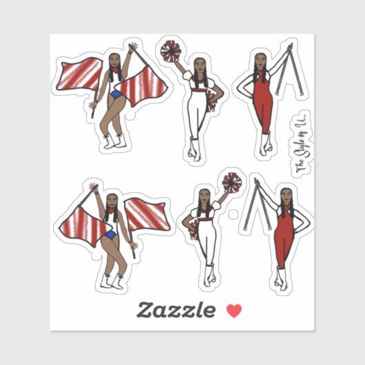 Majorette / Danseuse / Cheval / Stickers Drapeau R (Feuille)