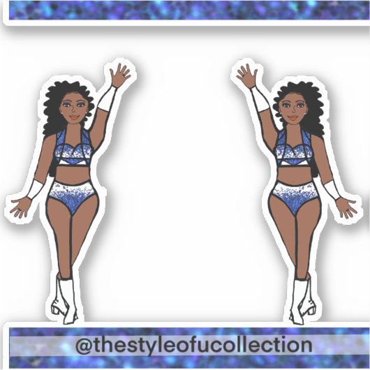 Majorette / Stickers Danseuse Bleu étincelle (Devant)