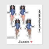 Majorette / Stickers Danseuse Bleu Tigre d'Argent (Feuille)