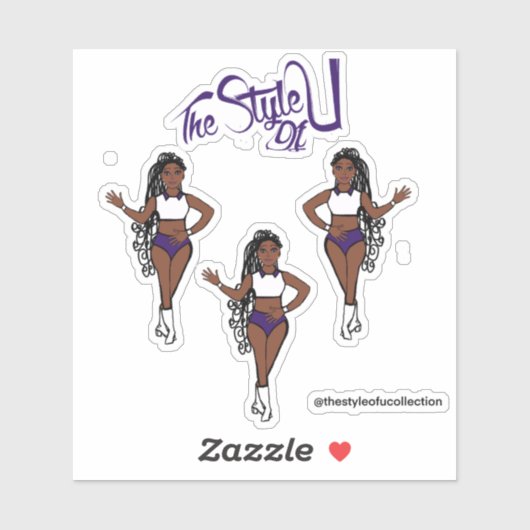 Majorette tressée / Stickers Danseuse violet (Feuille)