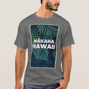 Makaha Hawaï Stranden Palmbladeren Zomer Kunst  T-shirt
