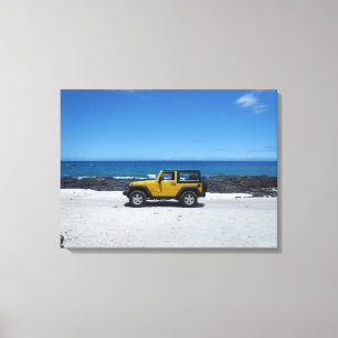 Makalawena Beach Hawaii jeep avontuur canvas Afdruk