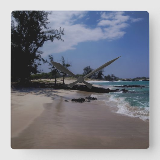 Makalawena Beach Vierkante Klok (Voorkant)