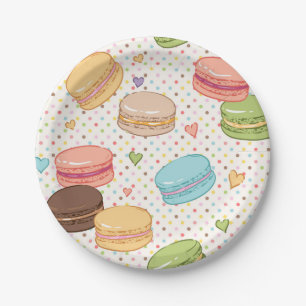 Makaron, multikleur, stip, harten, patroon, pret papieren bordje