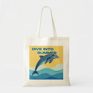 "Make a Splash" Artistieke Dolfijn Aquarel Tote Bag