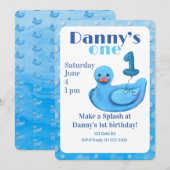 Make a Splash Rubber Duck 1st Birthday Invitation Kaart (Voorkant / Achterkant)
