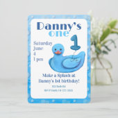 Make a Splash Rubber Duck 1st Birthday Invitation Kaart (Staand voorkant)