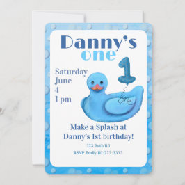 Make a Splash Rubber Duck 1st Birthday Invitation Kaart