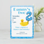 Make a Splash Rubber Duck 2nd Birthday Invitation Kaart (Staand voorkant)