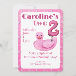Make a Splash Rubber Duck 2nd Birthday Invitation Kaart