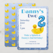 Make a Splash Rubber Duck 2nd Birthday Invitation Kaart (Voorkant / Achterkant)
