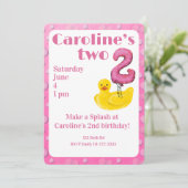 Make a Splash Rubber Duck 2nd Birthday Invitation Kaart (Staand voorkant)