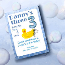 Make a Splash Rubber Duck 3rd Birthday Invitation