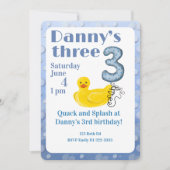 Make a Splash Rubber Duck 3rd Birthday Invitation (Devant)