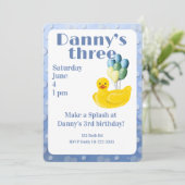 Make a Splash Rubber Duck 3rd Birthday Invitation Kaart (Staand voorkant)