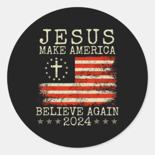 Make America Believe Again 2024 Patriottisch 4e va Ronde Sticker