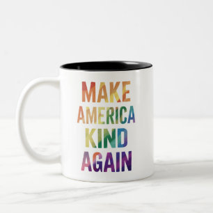 Make America Kind Again Regenboog LGBTQ Gay Tweekleurige Koffiemok