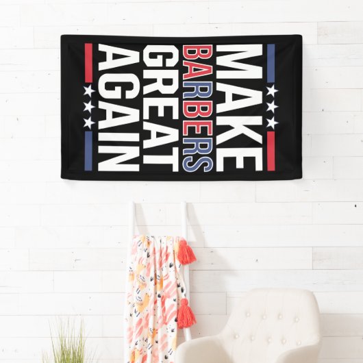 Make Barbers Great Again Barbers voor Trump 2024 Spandoek (Insitu)