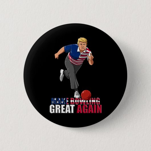 Make Bowling Great Again - Grappige Trump Bowling Ronde Button 5,7 Cm (Voorkant)