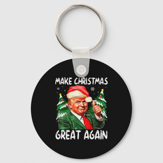 Make Christmas Great Again Funny Santa Trump 2025 Sleutelhanger (Voorkant)