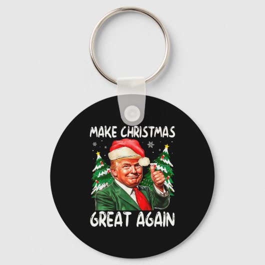 Make Christmas Great Again Funny Santa Trump 2025 Sleutelhanger (Voorkant)