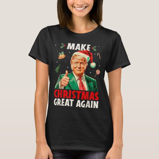 Make Christmas Great Again Funny Santa Trump 2025  T-shirt (Voorkant)