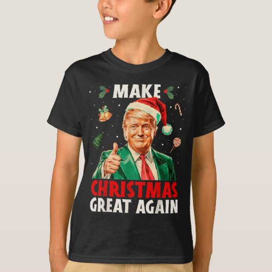 Make Christmas Great Again Funny Santa Trump 2025 T-shirt (Voorkant)