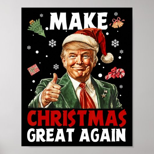 Make Christmas Great Again Santa Funny Trump Xmas Poster (Voorkant)