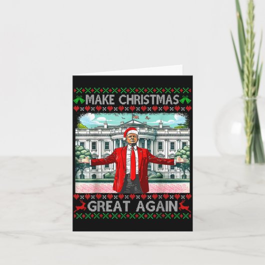 Make Christmas Great Again Xmas Funny Trump Pajama Kaart (Voorkant)