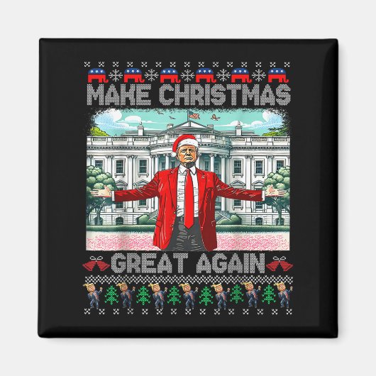 Make Christmas Great Again Xmas Funny Trump Pajama Magneet (Voorkant)