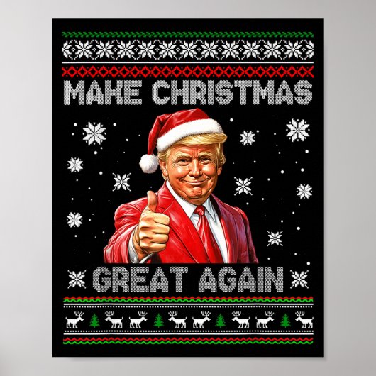 Make Christmas Great Again Xmas Funny Trump Pajama Poster (Voorkant)