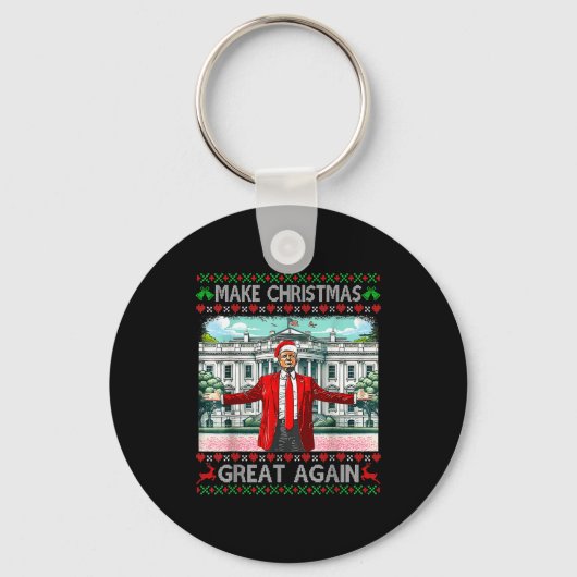 Make Christmas Great Again Xmas Funny Trump Pajama Sleutelhanger (Voorkant)