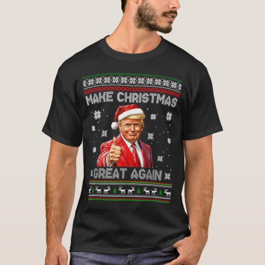 Make Christmas Great Again Xmas Funny Trump Pajama T-shirt (Voorkant)