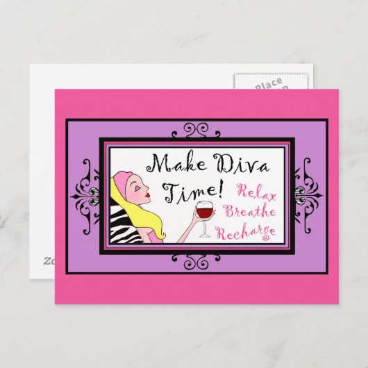 "Make Diva Time"/ Cartes postales Relax (Devant / Derrière)