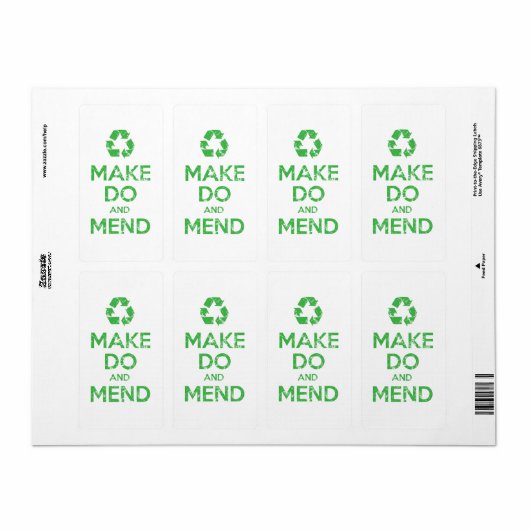 Make Do en Mend Etiket (Full Sheet)