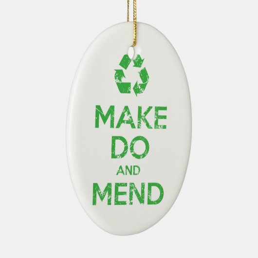 Make Do en Mend Keramisch Ornament (Rechts)