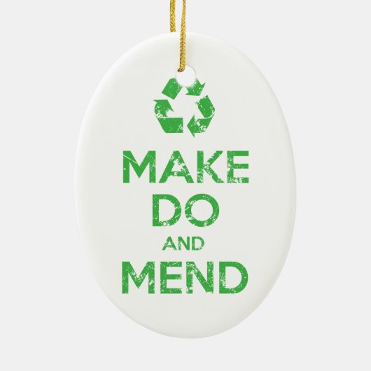 Make Do en Mend Keramisch Ornament (Achterkant)