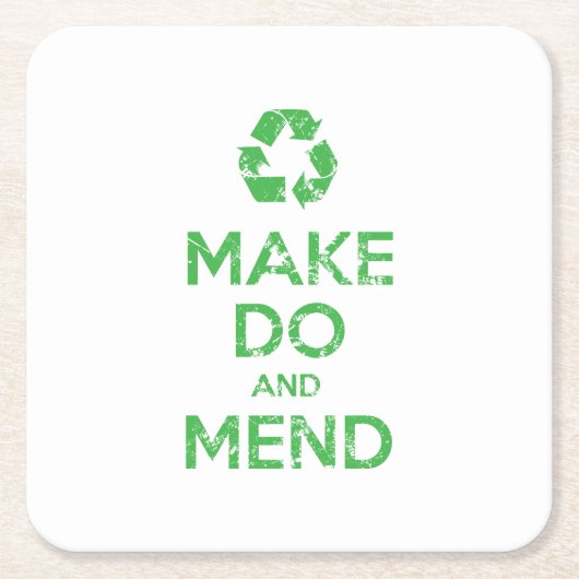 Make Do en Mend Vierkante Kartonnen Onderzetter (Voorkant)