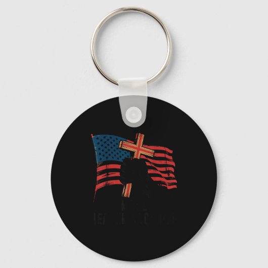 Make Heaven Crowded Christian Patriotic Cross Amer Sleutelhanger (Voorkant)